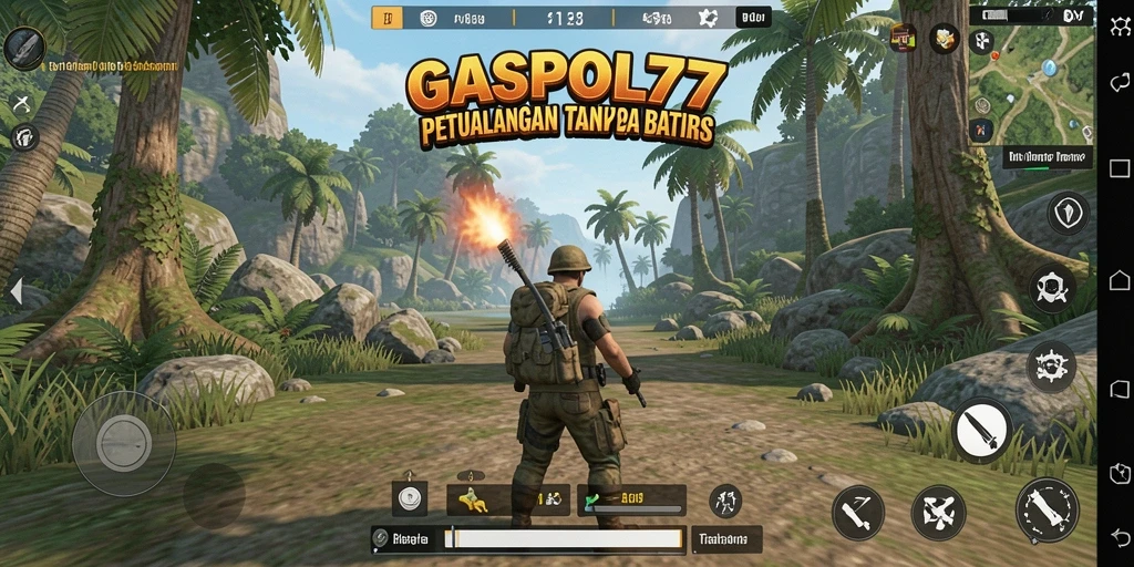 Screenshot GASPOL77 menampilkan aksi petualangan dalam dunia terbuka yang luas.