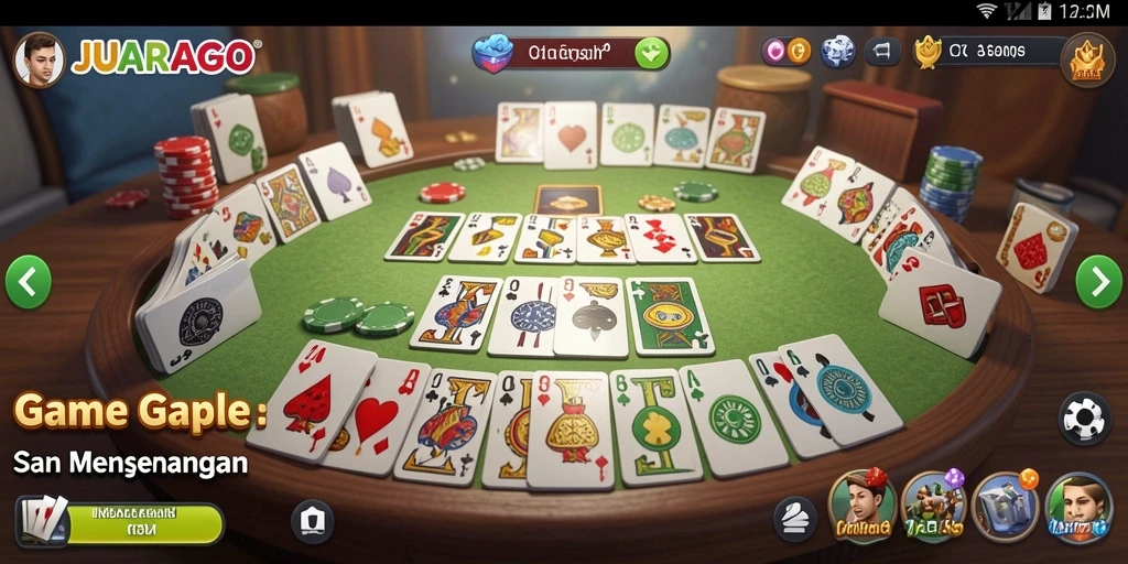 Tampilan gameplay Gaple yang seru dan interaktif di JUARAGO.