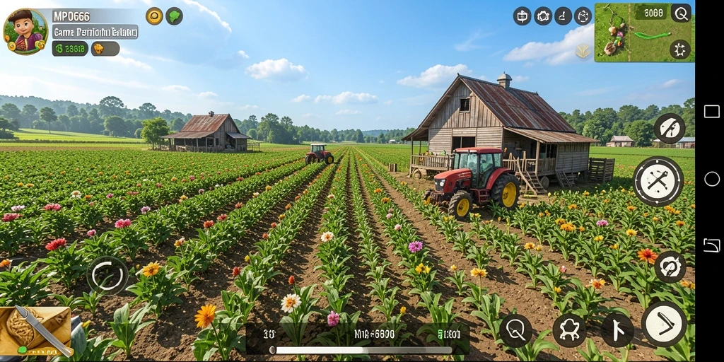 Screenshot MPO666 menampilkan gameplay mengelola ladang pertanian yang menarik.