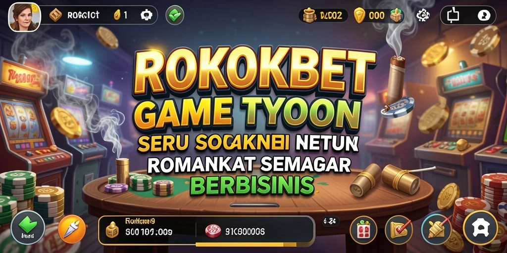 Tampilan gameplay ROKOKBET yang menggambarkan keseruan mengelola bisnis rokok.