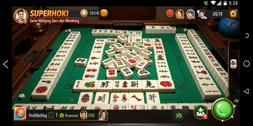 Screenshot gameplay SUPERHOKI yang menampilkan tantangan Mahjong yang menarik.