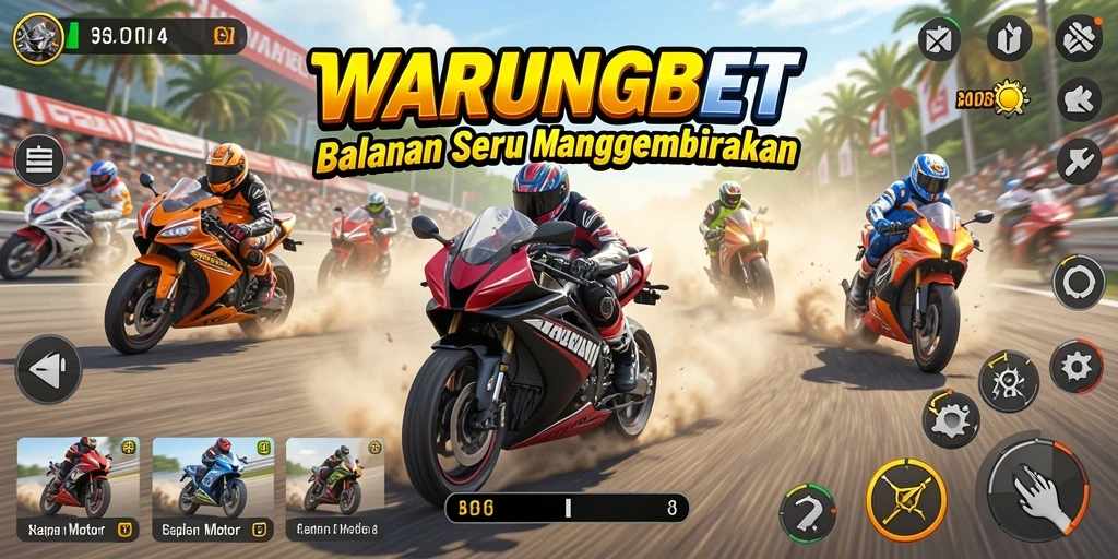 Tampilan gameplay balapan motor yang mendebarkan dan penuh aksi.